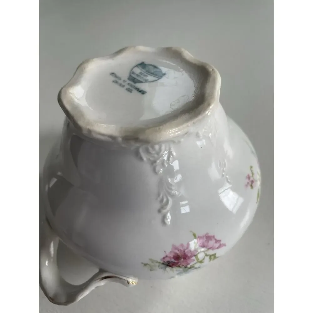 VINTAGE EDWIN M. KNOWLES CHINA SUGAR BOWL NO LID FLORAL GOLD DESIGN